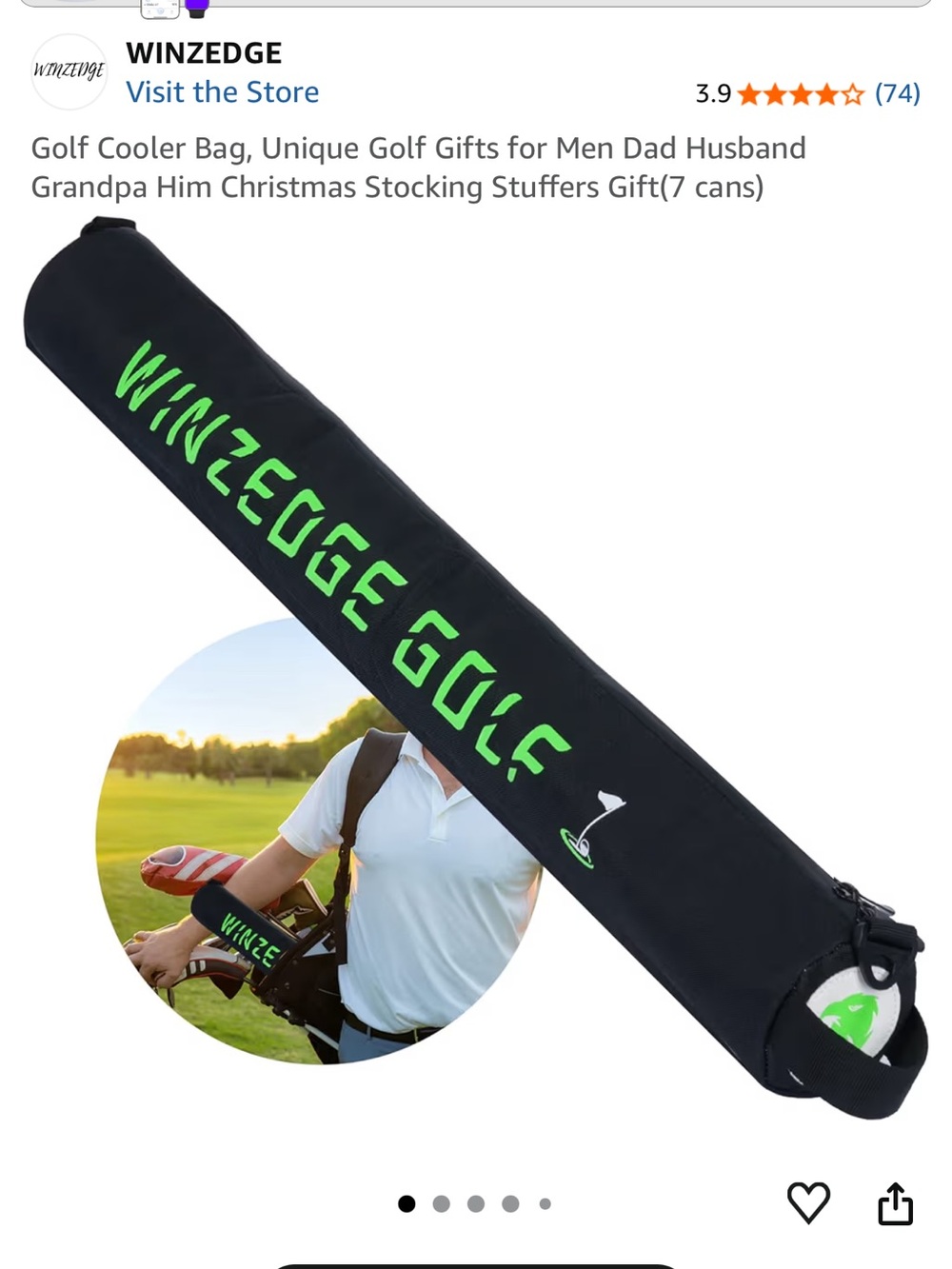 edge Black Golf Bag Beer Sleeve with Neon Green Logo